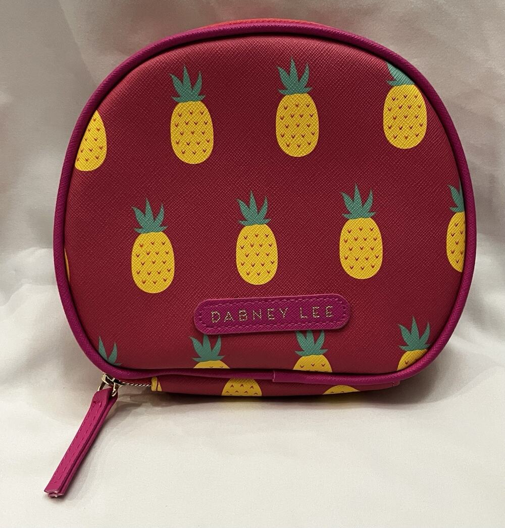 Dabney Lee Magenta Yellow Pineapple Summer Travel Jewelry Makeup Pouch Purse